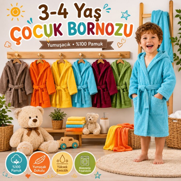 Çocuk Bornozu 3-4 Yaş